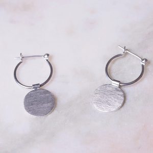 Oorbellen Hoop Earrings Disque 925 sterling zilver mat Laura Design