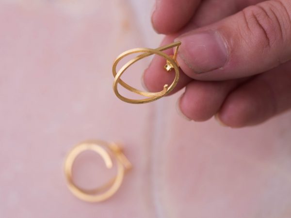 Oorbellen Earring Zoë 925 sterling zilver en 18K goud mat Laura Design