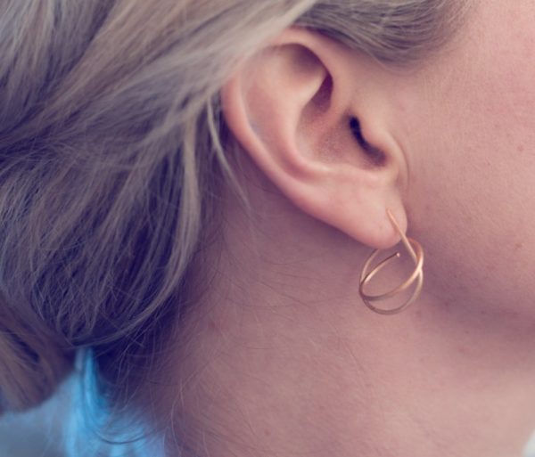 Oorbellen Earring Zoë 925 sterling zilver en 18K roségoud mat Laura Design