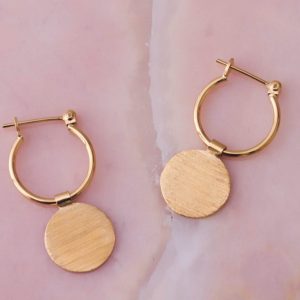 Oorbellen Hoop Earrings Disque 925 sterling zilver en 18K goud mat Laura Design
