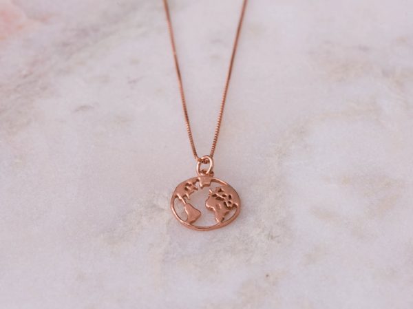 Ketting Necklace Globe 925 sterling zilver en 18K roségoud Laura Design