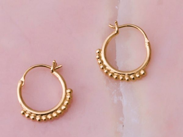 Oorbellen Hoop Earrings Mini Perline 925 sterling zilver en 18K goud Laura Design