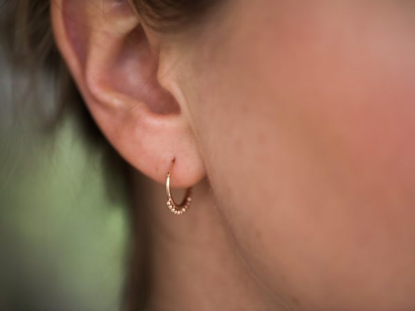 Oorbellen Hoop Earrings Mini Perline 925 sterling zilver en 18K roségoud Laura Design