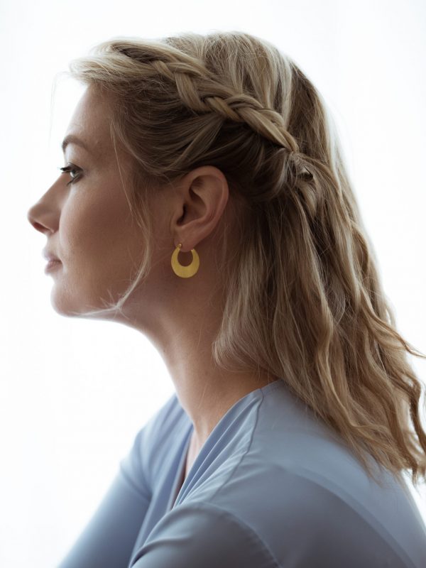 Oorbellen Hoop Earrings Anouk 925 sterling zilver en 18K goud mat Laura Design