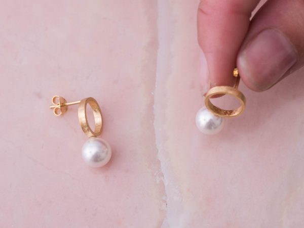 Oorbellen Earring Pearl Adeline 925 sterling zilver en 18K goud Laura Design
