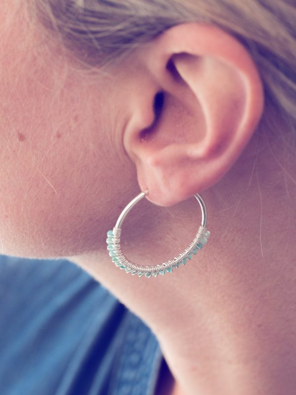 Oorbellen Hoop Earrings Abigail 925 sterling zilver Amazoniet Laura Design