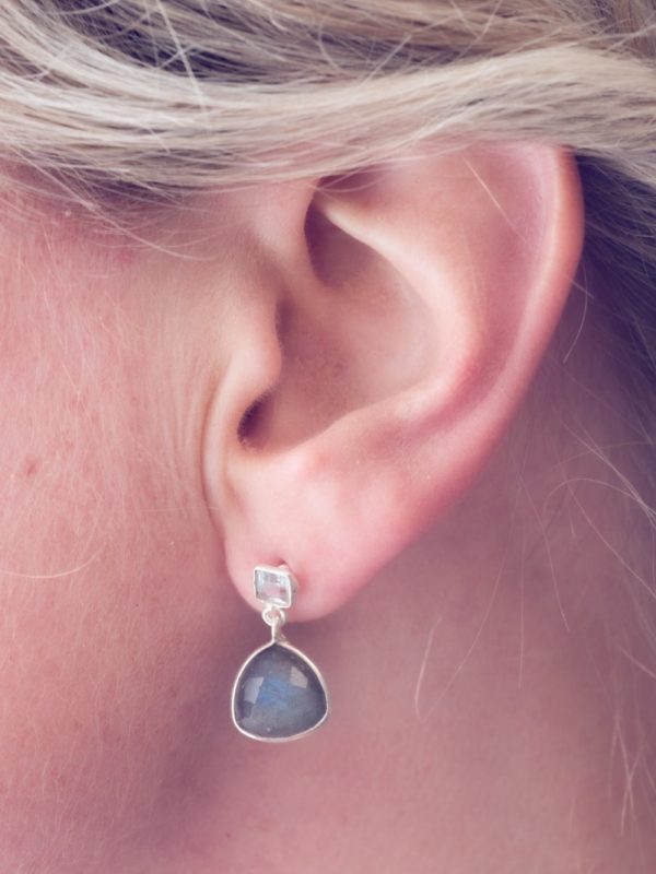 Oorbellen Earring Gemstone Joan 925 sterling zilver Labradoriet Laura Design