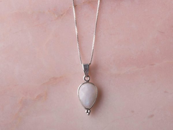 Ketting Necklace Gemstone White Moon 925 sterling zilver Maansteen Laura Design
