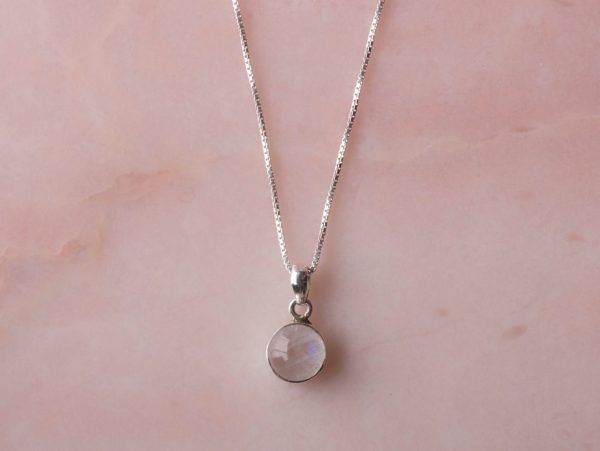 Ketting Necklace Gemstone Mirror 925 sterling zilver Maansteen Laura Design