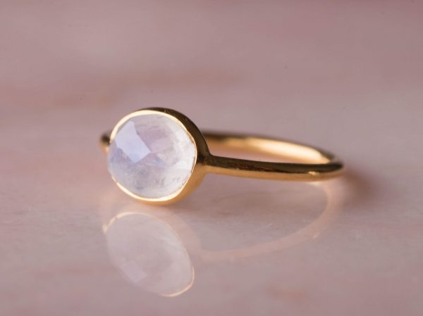 Ring Gemstone Elisa 925 sterling zilver en 18K goud maansteen Laura Design