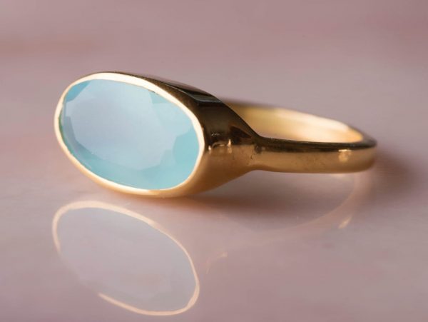 Ring Gemstone Noa 925 sterling zilver en 18K goud Aquamarijn Laura Design