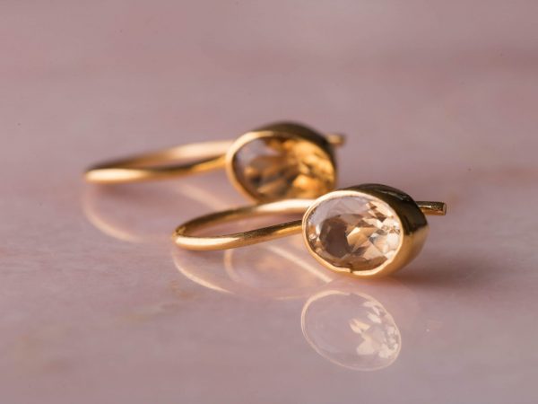 Oorbellen Earring Gemstone Livia 925 sterling zilver en 18K goud Citrien Laura Design