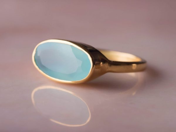 Ring Gemstone Noa 925 sterling zilver en 18K goud Aquamarijn Laura Design
