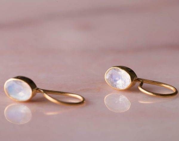Oorbellen Earring Gemstone Livia 925 sterling zilver en 18K goud Maansteen Laura Design