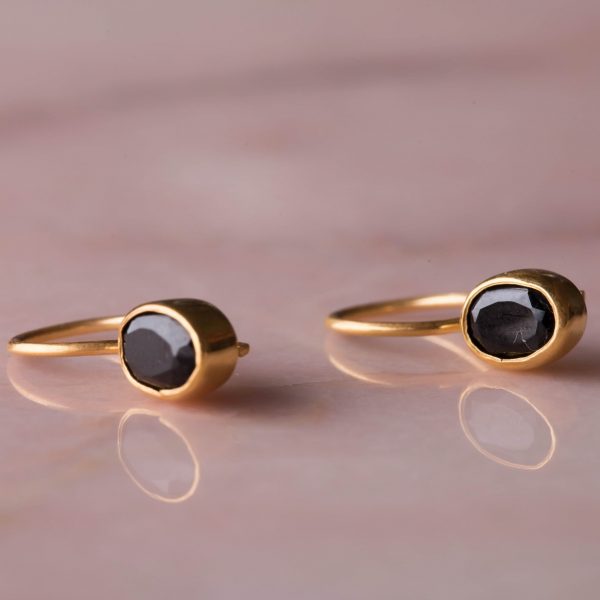 Oorbellen Earring Gemstone Livia 925 sterling zilver en 18K goud Black Onyx Laura Design