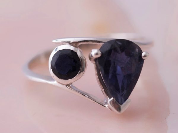 Ring Gemstone Mystery 925 sterling zilver Black Onyx en Amethist Laura Design