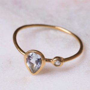 Ring Gemstone Mary 925 sterling zilver en 18K goud Aquamarijn Laura Design