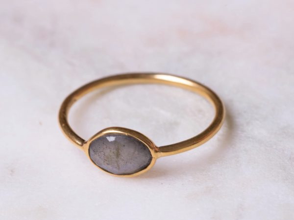 Ring Gemstone Elisa 925 sterling zilver en 18K goud Labradoriet Laura Design