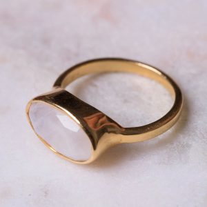 Ring Gemstone Noa 925 sterling zilver en 18K goud Maansteen Laura Design