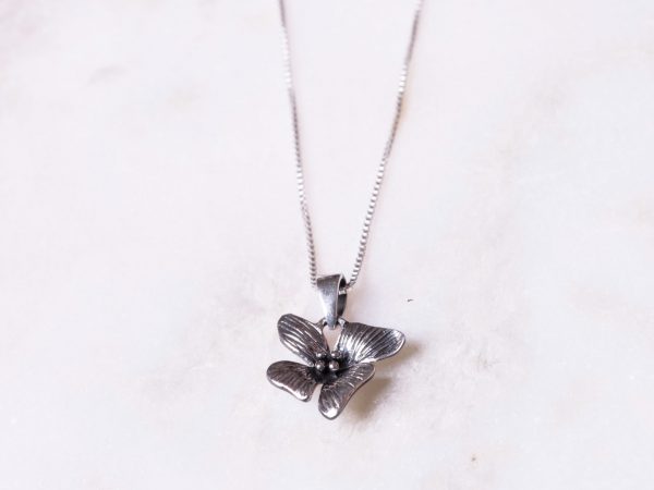 Ketting Necklace Black Flower 925 sterling zilver Laura Design