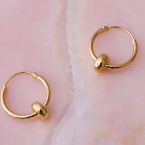 Oorbellen Hoop Earrings Golden Ball 925 sterling zilver en 18K goud Laura Design