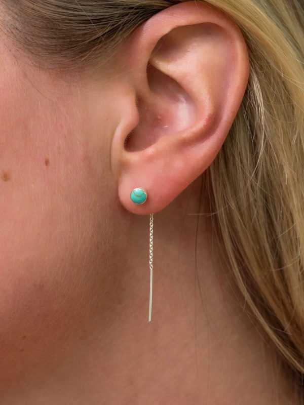 Oorbellen Ear Threader Little Stone turquoise 925 sterling zilver Laura Design