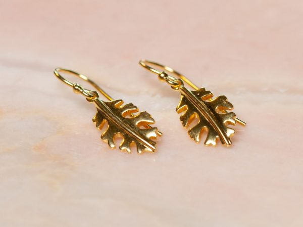 Oorbel Earring Golden Leaf 925 sterling zilver en 18K goud Laura Design