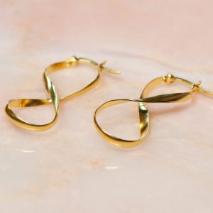 Oorbellen Hoop Earrings Twist 925 sterling zilver en 18K goud Laura Design