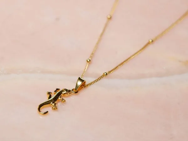 Ketting Necklace Gecko 925 sterling zilver en 18K goud Laura Design