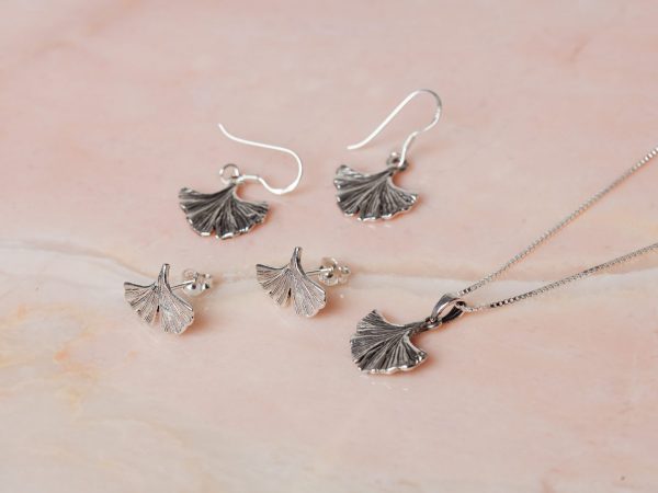 Geschenkset Necklace Ginkgo Leaf & Earring Ginkgo Leaf Long 925 sterling zilver Laura Design