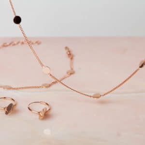 Geschenkset Necklace Filou & Bracelet Celine & Hoop Earrings Coin 925 sterling zilver en 18K roségoud Laura Design