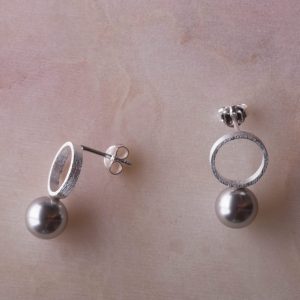 Oorbellen Earring Pearl Adeline 925 sterling zilver mat Kristalparel Laura Design