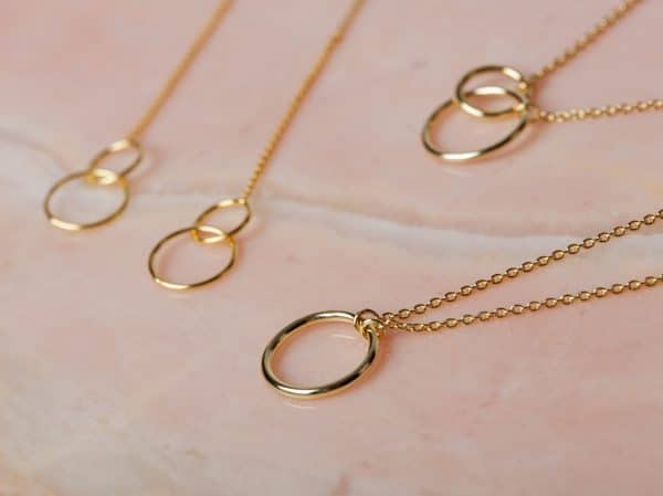 Geschenkset Necklace Circles & Bracelet Round & Ear Threader Cerchi 925 sterling zilver en 18K goud Laura Design
