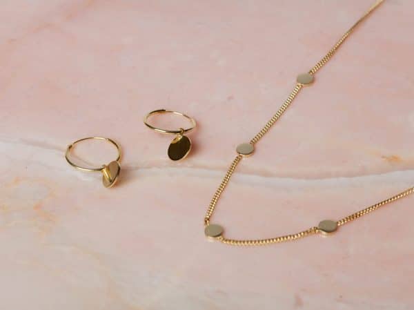 Oorbellen Hoop Earrings Coin & Necklace Filou 925 sterling zilver en 18K goud Laura Design