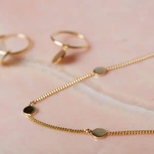 Geschenkset Necklace Filou & Hoop Earrings Coin 925 sterling zilver en 18K goud Laura Design