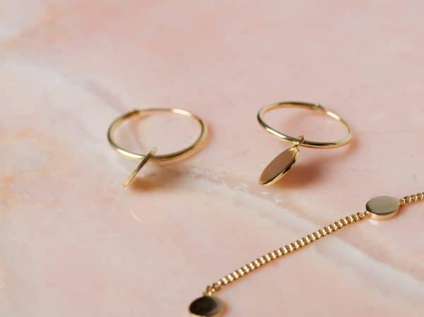 Oorbellen Hoop Earrings Coin 925 sterling zilver en 18K goud Laura Design