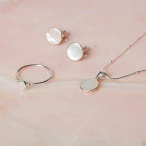 Geschenkset Necklace June & Earstud Silver Maud & Ring Ode 925 sterling zilver Laura Design