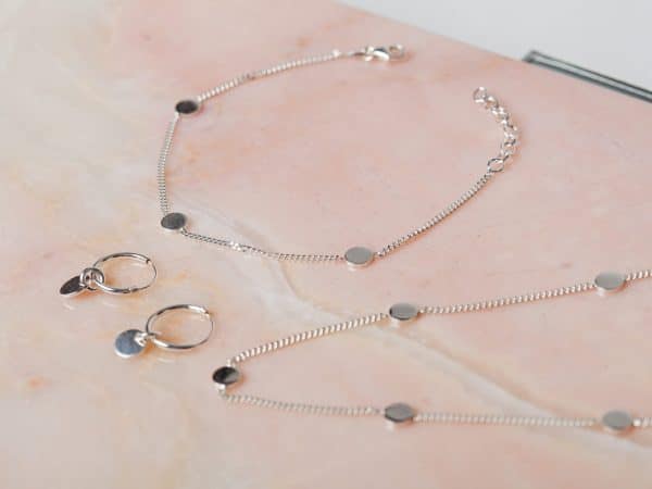 Geschenkset Necklace Filou & Bracelet Chloe & Hoop Earrings Coin 925 sterling zilver Laura Design