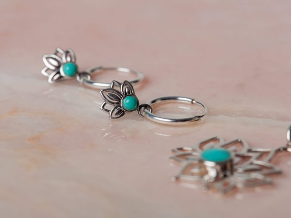 Geschenkset Necklace Lotus Turquoise & Hoop Earrings Loïs Turquoise & Ring Thirza 925 sterling zilver Laura Design