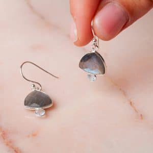 Oorbellen Earring Gemstone Alaia 925 sterling zilver Labradoriet & Aquamarijn Laura Design