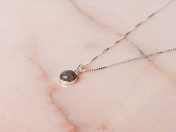 Ketting Necklace Gemstone Mirror 925 sterling zilver Labradoriet Laura Design