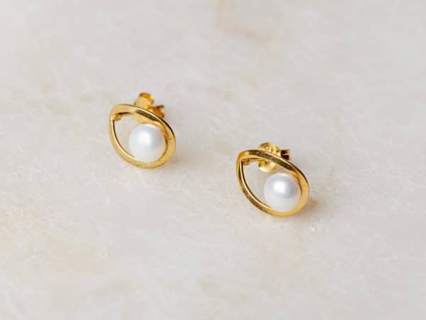 Oorbellen Earring Pearles 925 sterling zilver en 18K goud Laura Design