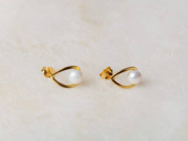 Oorbellen Earring Pearles 925 sterling zilver en 18K goud Laura Design