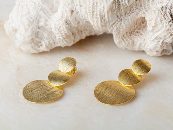 Oorbellen Earring Diane 925 sterling zilver en 18K goud mat Laura Design