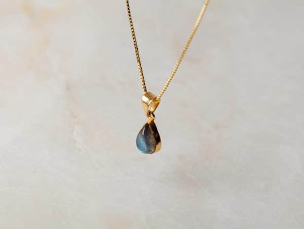 Ketting Necklace Gemstone Norah 925 sterling zilver en 18K goud Labradoriet Laura Design