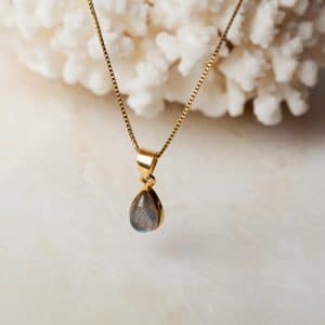 Ketting Necklace Gemstone Norah 925 sterling zilver en 18K goud Labradoriet Laura Design