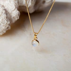 Ketting Necklace Gemstone Mirror 925 sterling zilver en 18K goud Maansteen Laura Design