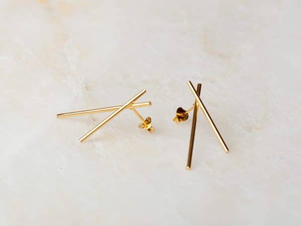 Oorbellen Earring Criss Cross 925 sterling zilver en 18K goud Laura Design