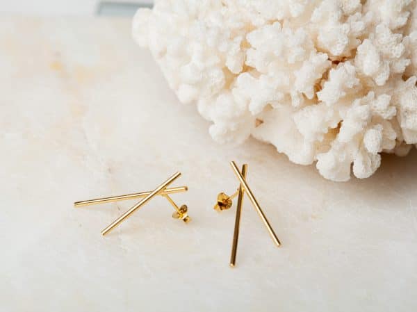 Oorbellen Earring Criss Cross 925 sterling zilver en 18K goud Laura Design