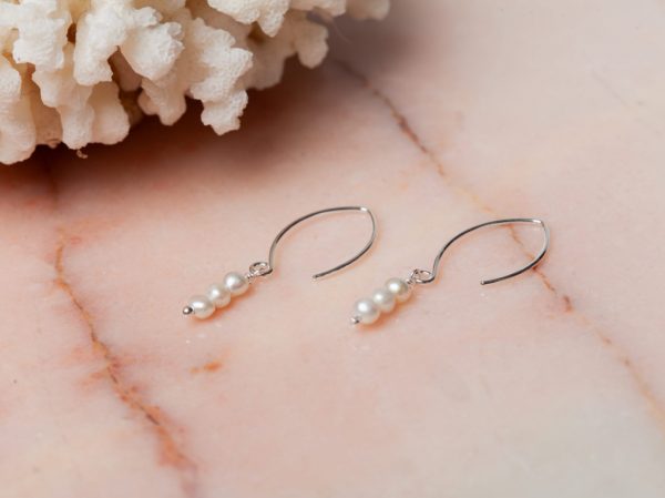 Oorbellen Hoop Earrings Pearl Amira 925 sterling zilver zoetwaterparel Laura Design